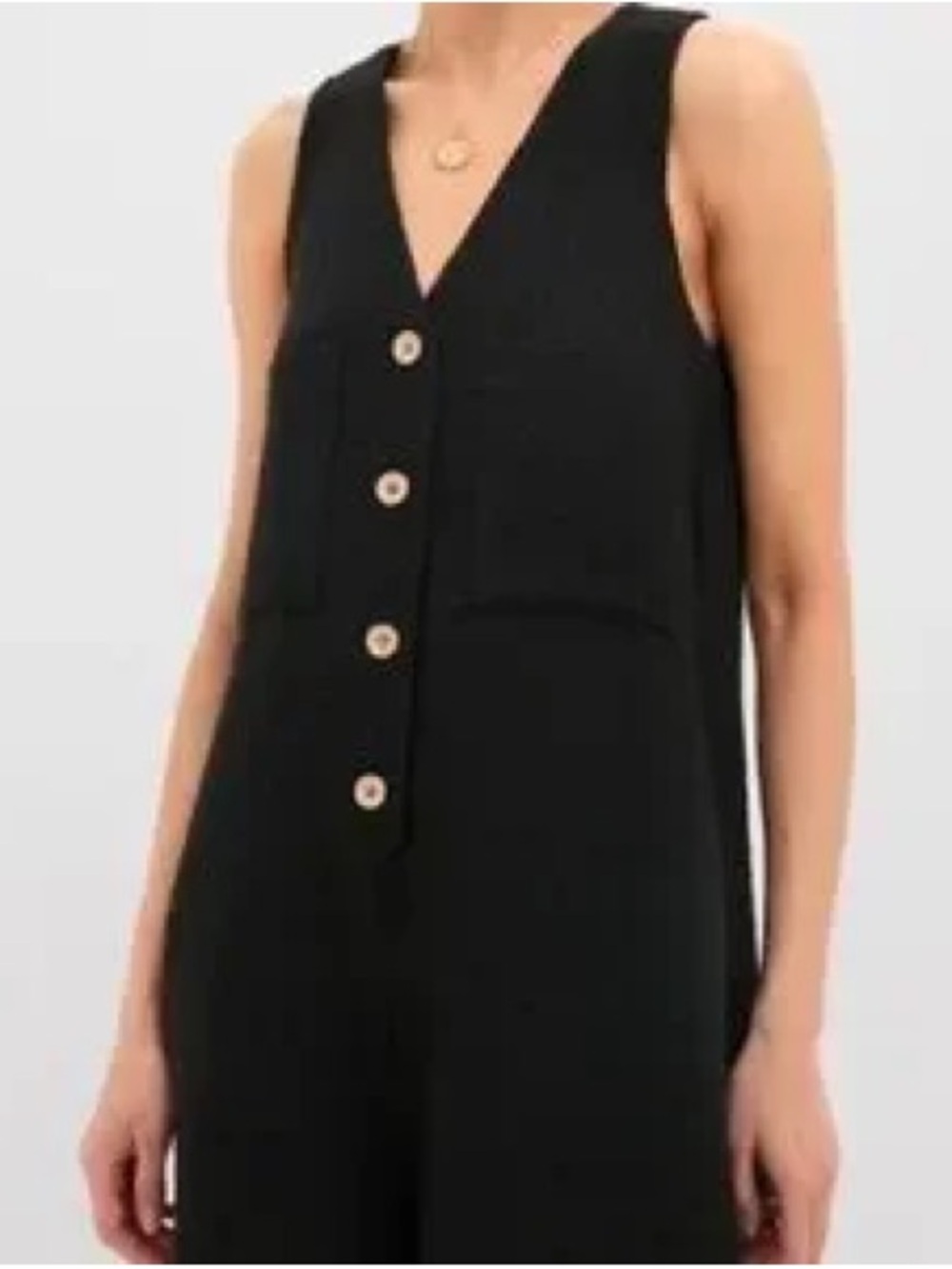 Tuckernuck Pomander Place Black Sleeveless Button-Front Romper
